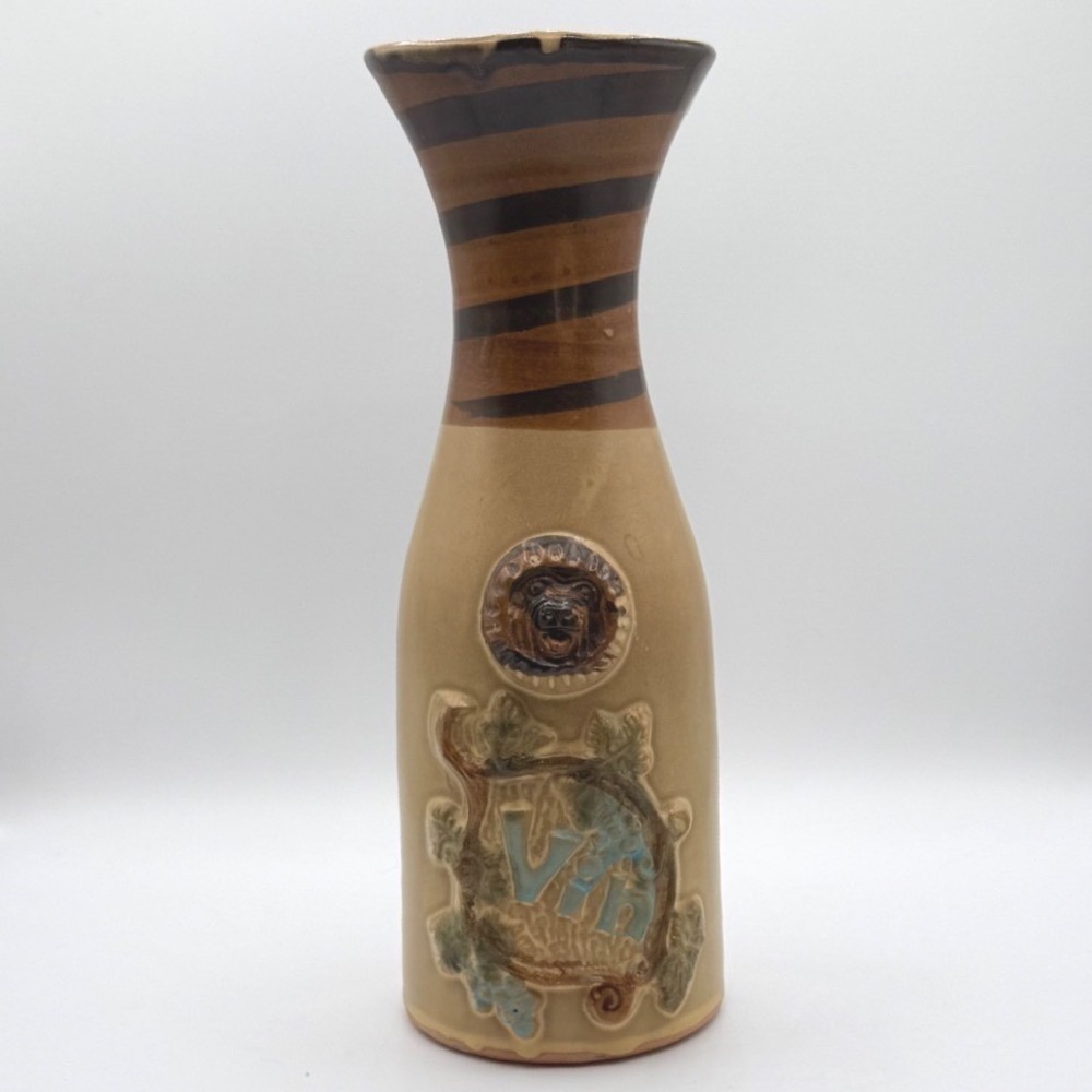Unique Ceramic Vase MCM Style Monkey Bear Face Vine‎ Embossed MCM Decor